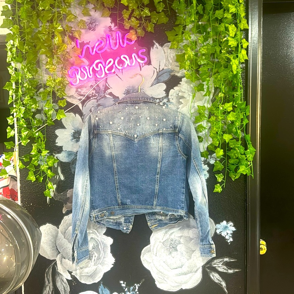 Custom fitted Jean jacket with pearls